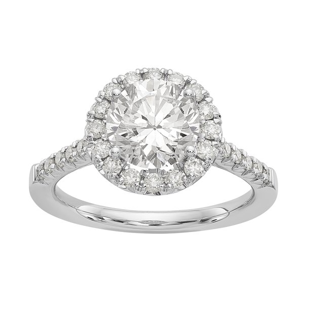 Radiant Fire Radiant Fire 14 Karat White Gold 2 50ct Round Halo Moissanite Engagement Ring Walmart Com Walmart Com