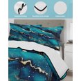 thumbnail image 4 of Blue Black Marble Twin Size Down Alternative Comforter, Lightweight Comforter Quilt Bedding Set with Pillow Shams Modern Golden Abstract Aesthetic All Seasons Bed Comforter Duvet Insert 68"x86", 4 of 7