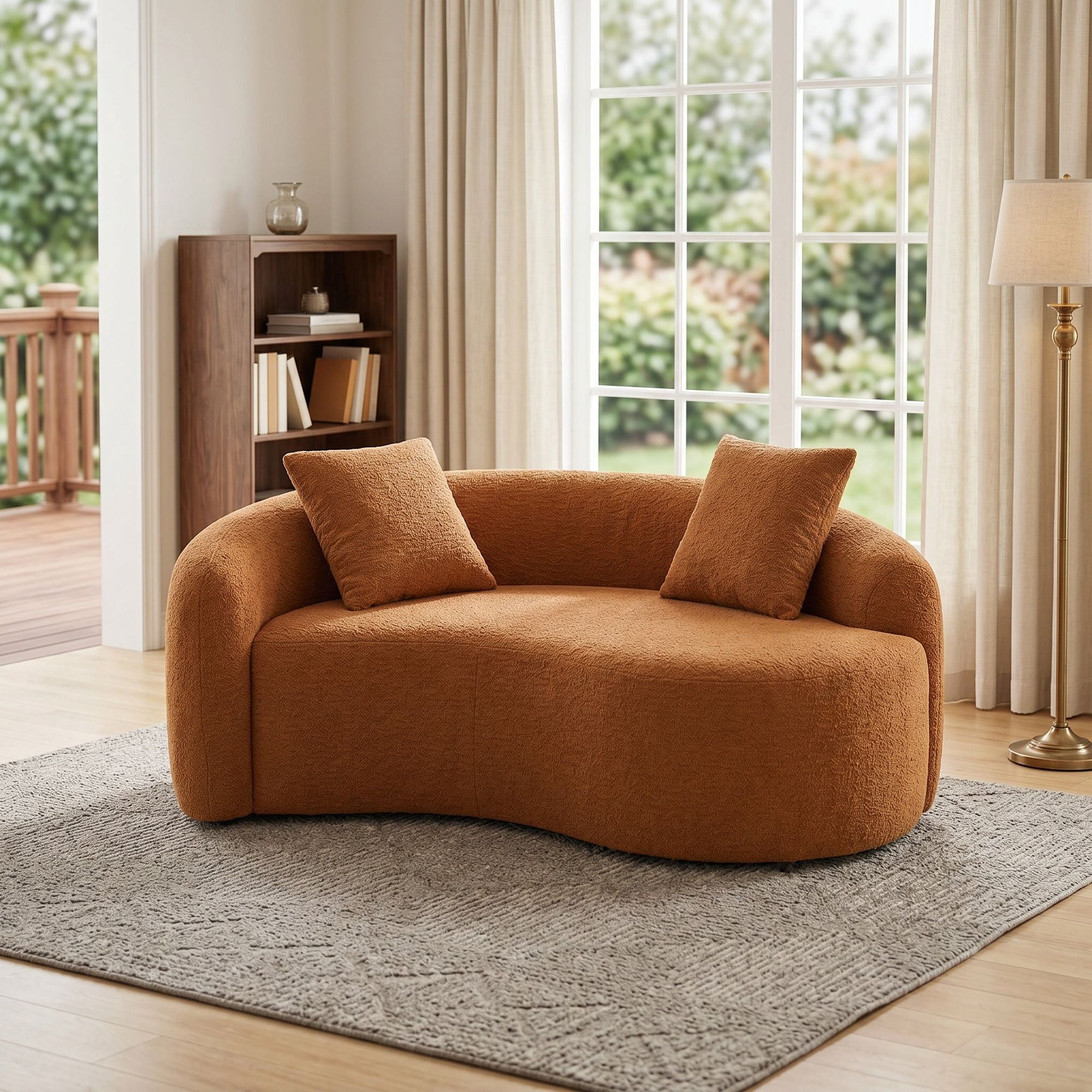 Sailvan S-Curved Chenille Sofa Loveseat, Dual-Depth, No Assembly, Compact for Small Spaces
