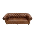 thumbnail image 3 of Pasargad Home Paris Club Top Grain Leather Cigar Finish Tufted Chesterfield Sofa, 88" W, Brown, 3 of 10