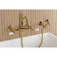 thumbnail image 4 of Kingston Brass KS2442PLBS Heritage Double-Handle 3-Hole Wall-Mount Bridge Kitchen Faucet with Brass Sprayer in Polished Brass, 4 of 8