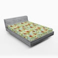 thumbnail image 2 of Ambesonne Flowers Fitted Sheet, Tropical Hibiscus Print, Queen Size, Apple Green and Dark Pink, 2 of 5