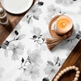 thumbnail image 3 of Grey Flowers Table Runner 90 Inches, Spring Watercolor Botanical Floral Leaf Plant Bed Runner Dresser Scarves Tabletop for Indoor Outdoor Parties/Ceremony/Banquet, 13" x 90", 3 of 9