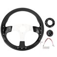 thumbnail image 2 of Universal Racing Steering Wheel Upgrade 14in Racing Style PU Aluminum Steering Wheel for Standard 6 Hole Hub Adapter Vehicles, 2 of 7