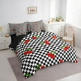 thumbnail image 3 of Castle Fairy Cute Fruit Cherry Bedding Comforter Set,Geometric Checkered Full Bedding Set, 3 of 8