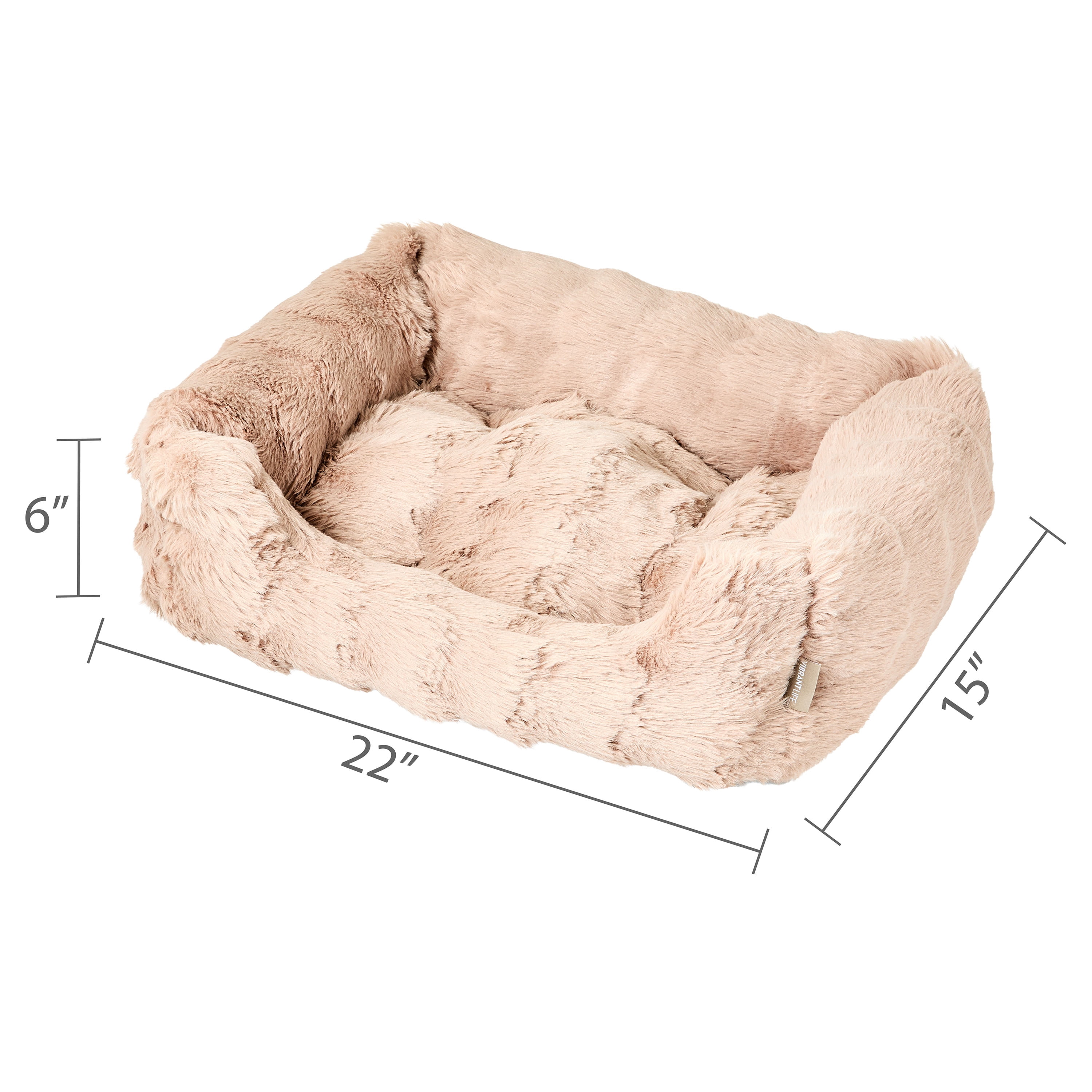Vibrant Life Small Bubble Faux Fur Orthopedic Cuddler Pet Bed, Tan, 22" x 15"