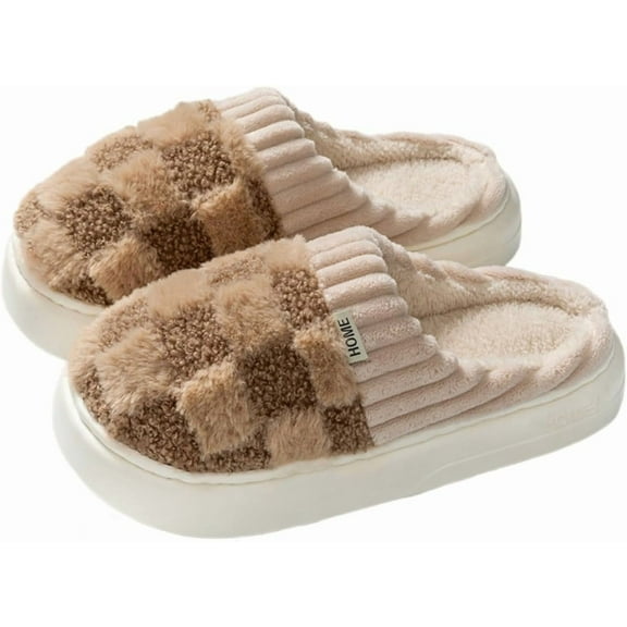 Geometric-Patterned Easy-On Slippers - High-Pile Fleece Lining & Anti-Slip Sole for Indoor Comfort (Unisex)