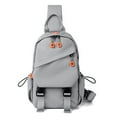 thumbnail image 1 of Bolso de pecho impermeable multifuncional Bolso de hombre de cuero de PU Bolso de pecho de un solo hombro de gran capacidadgris, 1 of 5