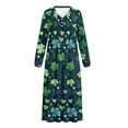 thumbnail image 4 of Xoenoiee Green Shamrock Heart Leaf Print Women's Nightgown Long Sleeve Sleepshirt St. Patrick's Day Long Loungewear Casual Maxi Lounge Dress House Dresses Moomoo Dresses, XL, 4 of 7