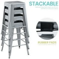 thumbnail image 3 of 24" Metal Bar Stools Set of 4, Counter Height Stackable Backless Stools, Square Seat, Up to 300 lbs Weight Capacity, Indoor Outdoor Use ( Grey ), 3 of 8