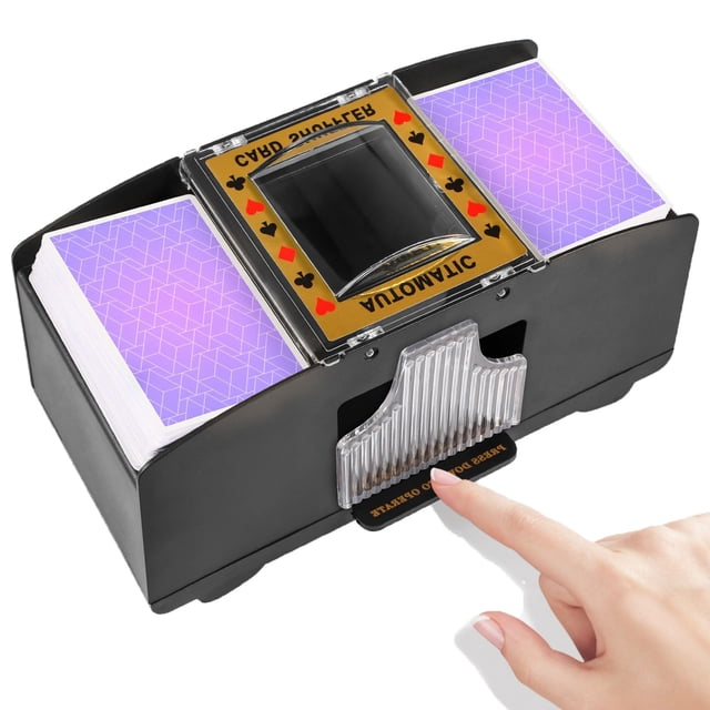 FEIERYA Barajador de cartas automático, 2 barajas, eléctrico UNO Poker Shuffler, barajador de cartas para el hogar, juego de cartas, viajes