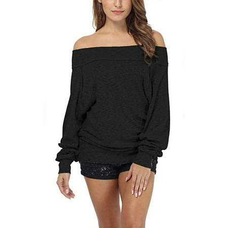 Off Shoulder Sweater Top - Women's Dolman Sleeve Off The Shoulder Sweater Shirt Tops