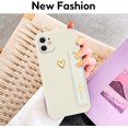 thumbnail image 6 of Compatible with iPhone 11 6.1” Case for Women Girls,Soft TPU Pretty Wristband Holder Phone Case Slim Liquid Silicone Shockproof Thin Wrist Strap Love Heart Cute Case Cover（Elegant White）, 6 of 6