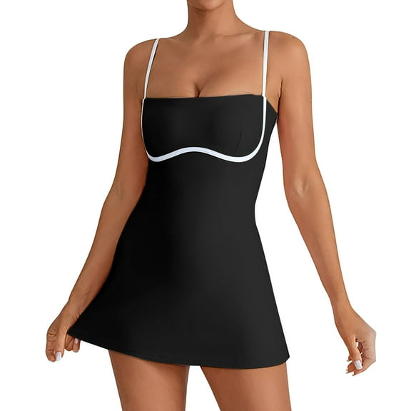 Women's Sleeveless Yoga Dress with Built-in Bra - Fitness/Casual, Polyester, S-L