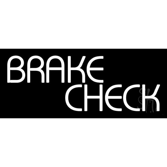 White Brake Check LED Neon Sign 10 x 24 - inches, Clear Edge Cut Acrylic Backing, with Dimmer - Bright and Premium built indoor LED Neon Sign for automotive store, and mall.
