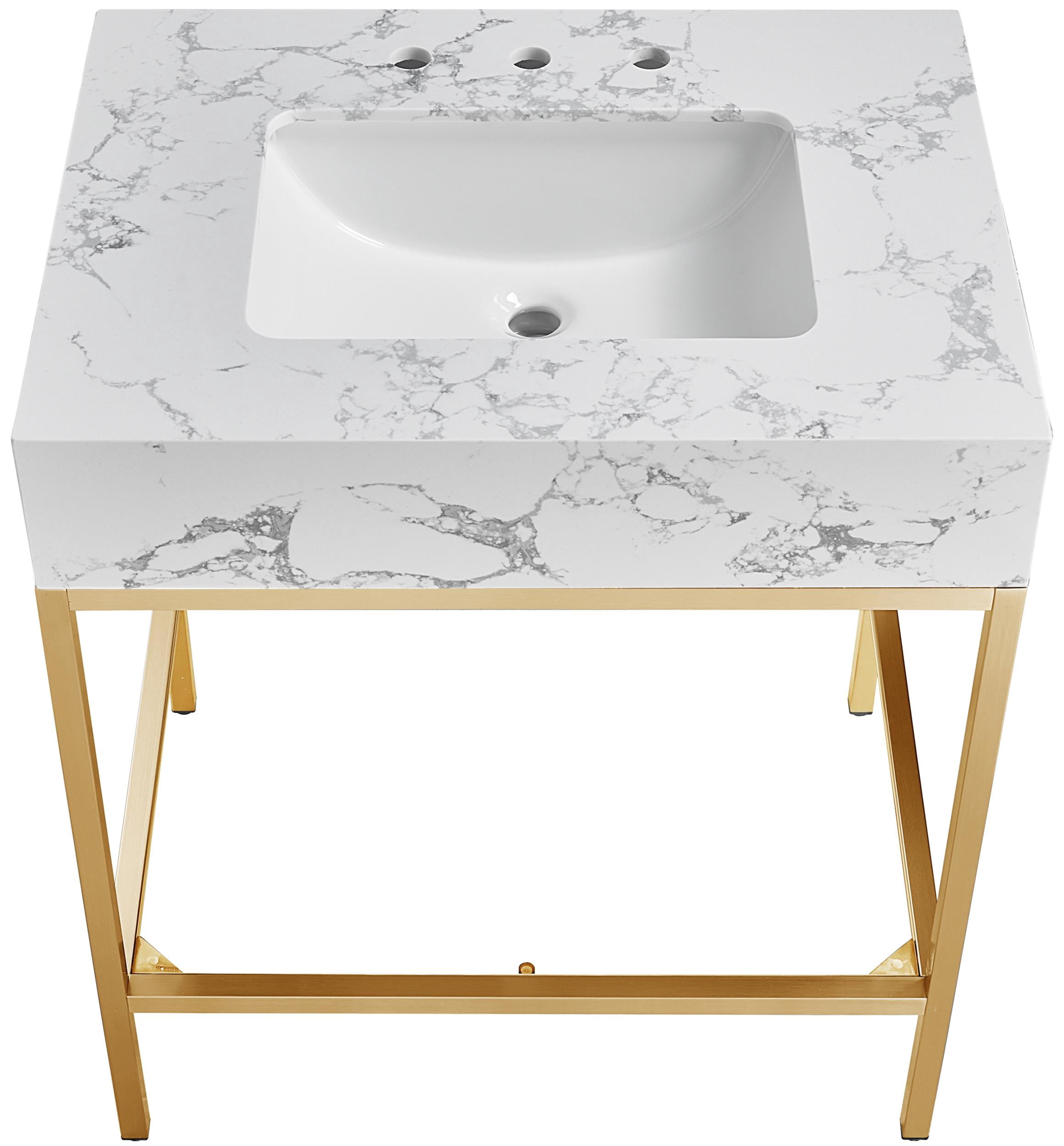 Meridian Furniture Marmo White Engineered Stone Bathroom Vanity