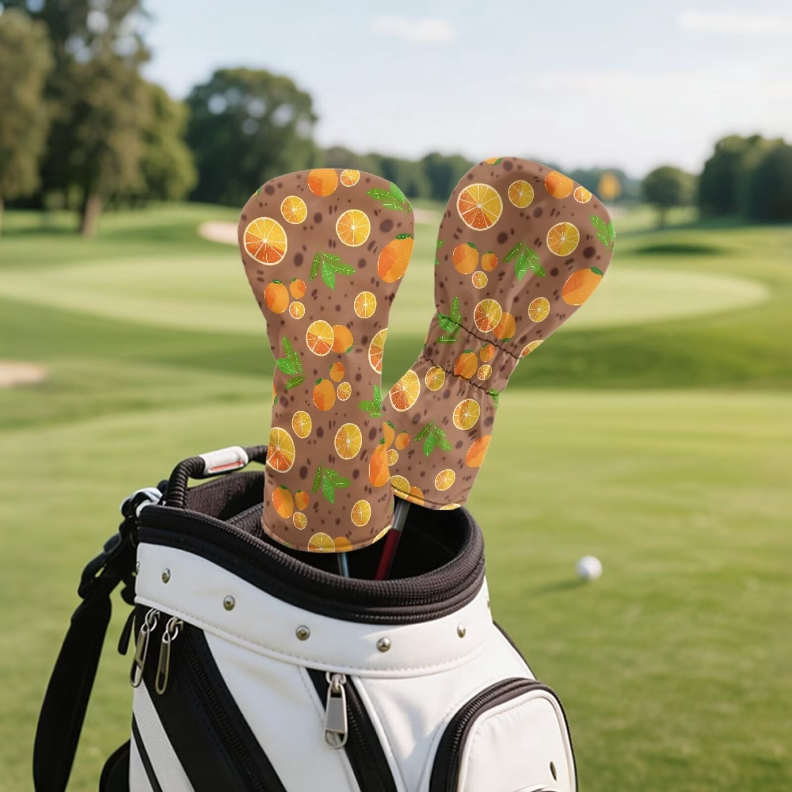 Uorisanigo Golf Club Head Cover for Driver, Fairway Hybrid Woods Cute Orange Golf Club Cover with Soft Lining for Extra Clubs Protection Fits Men and Women, 3pcs Set