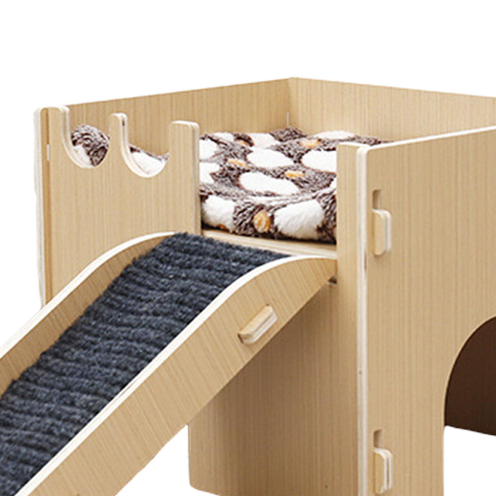 Bvdfgk Hamster House Wooden Guinea Pig Hideout Wood Cabin Bunny Playhouse Habitat Decor