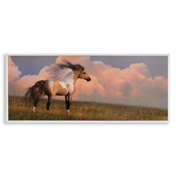 Stupell Industries Rustic Lodge Into the West Horse White Framed Giclee Art, 24 x 10, by Laurie Prindle
