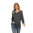thumbnail image 3 of T-shirt Décontracté à Manches Longues Croisé Col Rond pour Femme, 3 of 8