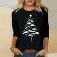 thumbnail image 2 of Womens Christmas Tops Shirts 3/4 Sleeve Christmas Tree Crewneck Santa Xmas Tees Blouses, 2 of 4