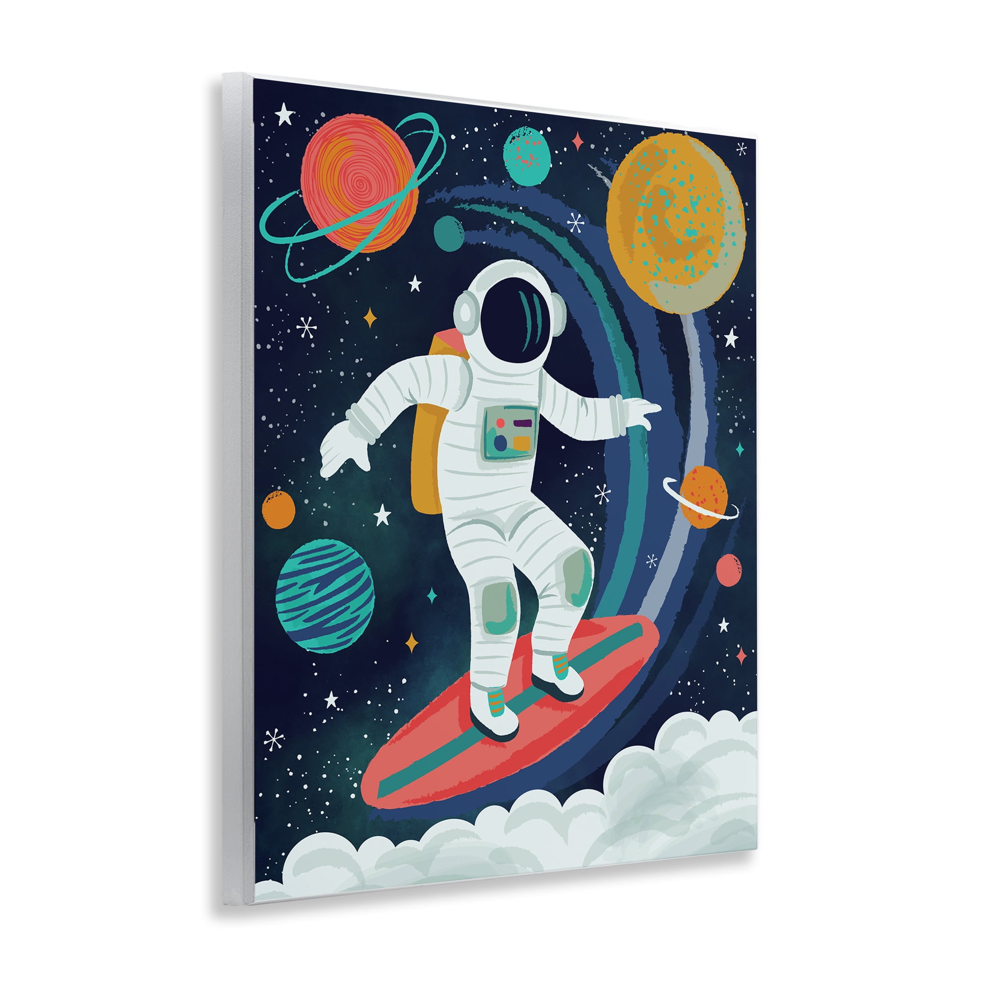 Stupell Industries Surfing Astronaut Beyond Space Wall Plaque Art, design by Lisa Perry Whitebutton