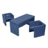 ECR4Kids Tri-Me Table and Cube Chair Set, Multipurpose Furniture, Navy, 3-Piece