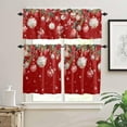 thumbnail image 3 of Christmas Red Kitchen Curtains and Valances Set, Rod Pocket Curtains Tier Farmhouse Window Curtains 24 Inch Length, Winter Xmas Snowflake Flowers Ball Leaves 3 Piece Kitchen Curtains Set, 3 of 6