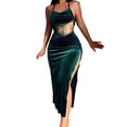 thumbnail image 2 of Coduop Women's Floral Lace Splicing Sleeveless Cocktail DressSide Split Bodycon Maxi Long Dress, 2 of 7