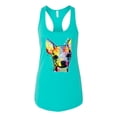 thumbnail image 2 of Wild Bobby Dean Russo Colorful Chihuahua Dog Lover Women Racerback Tank Top, Tahiti Blue, Small, 2 of 5