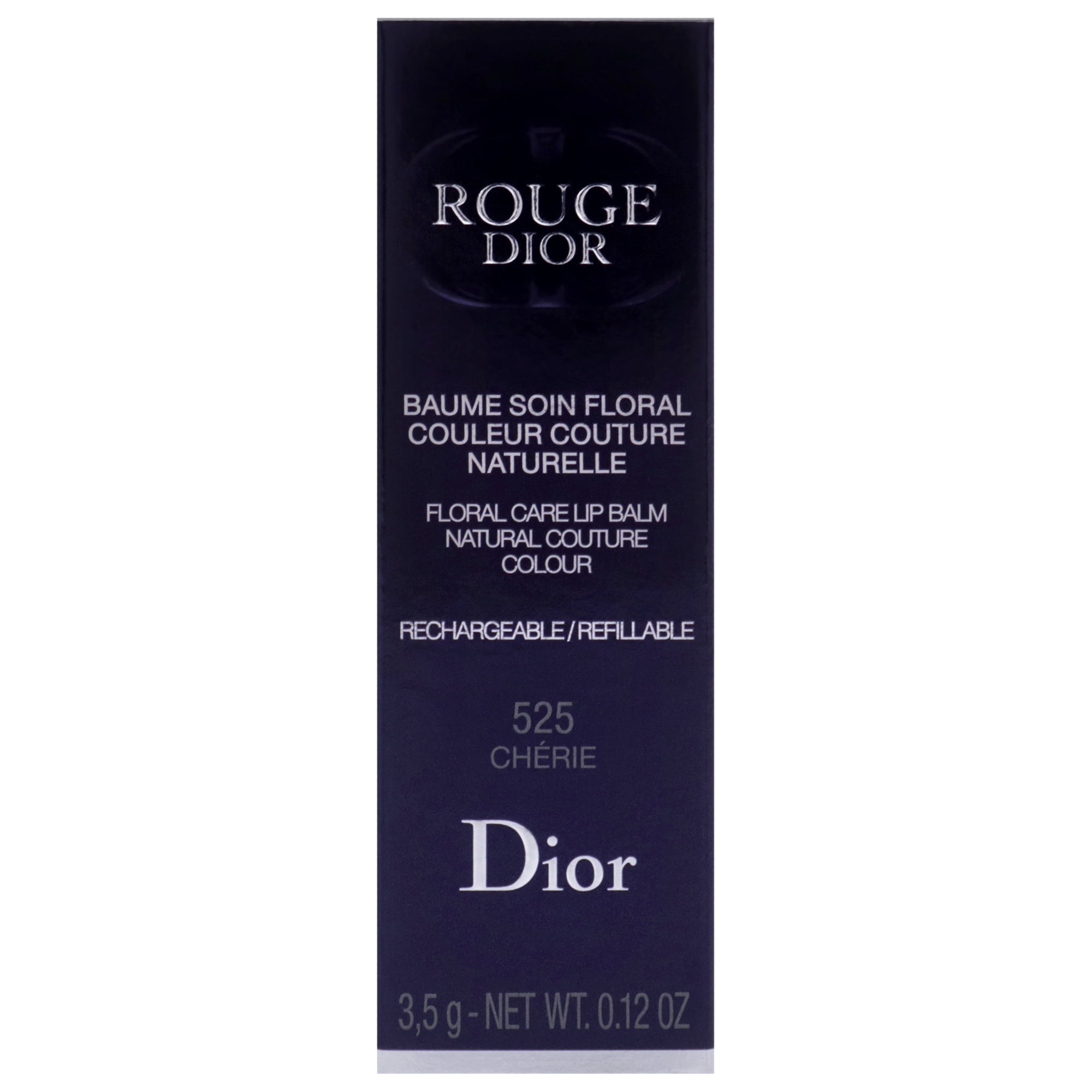 Christian Dior Rouge Dior Floral Care Lip Balm Satin - 525 Cherie , 0.12 oz Lip Balm (Refillable)