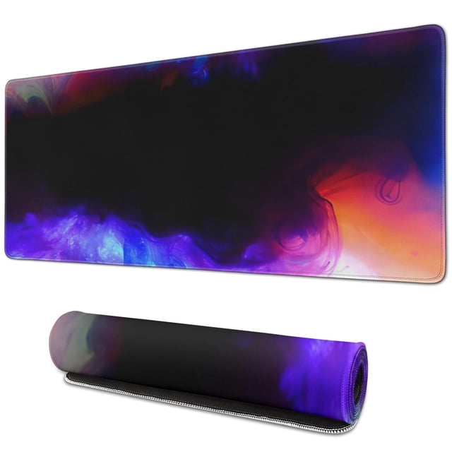 Colorful Galaxy Designed Large Gaming Mouse Pad: Non-Slip Rubber Base, Stitched Edges (31.5x11.8 inch) - Enhances Desk & Keyboard Experience