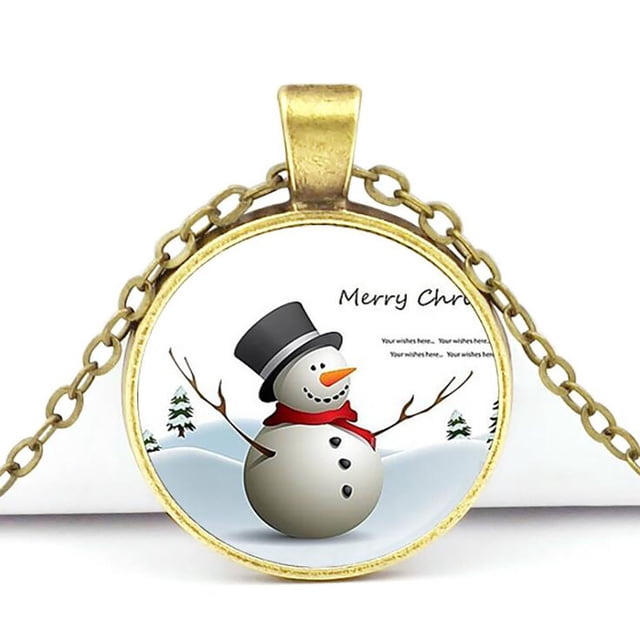Fiudx Collar Antiguo, Elegante Colgante de Aleación, Amuleto Navideño Multicolor, Ideal Como Regalo, Accesorio de Moda para Mujer, Altura 2,7 Cm, Ancho 3,7 Cm, Empaque Independiente.