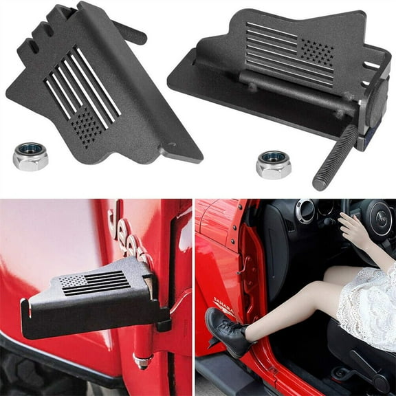 Metal Front Door Foot Pegs Rest Pedal For Jeep Wrangler JK JKU JL JLU 2007~2020