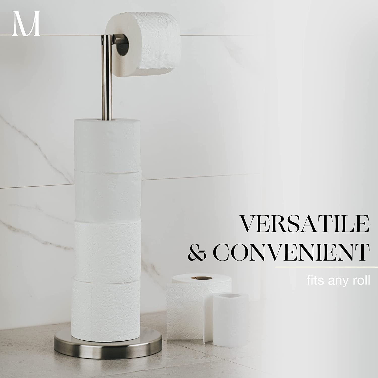 Marmolux Acc Brushed Steel Elegant Bathroom Hardware Free Standing Toilet Paper Holder, 1 Count
