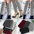 thumbnail image 4 of Liwarace Women Solid Color Knitted Leg Warmers Winter Warm Boot Cover Crochet Long Socks Light Gray, 4 of 12