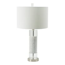 CC Home Furnishings Marble and Crystal Base Table Lamp with Drum Shade - 15" - White