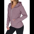 thumbnail image 3 of Sudaderas con Capucha y Cremallera para Mujer, Chaquetas de Forro , Sudaderas de Gran Tamaño, Conjuntos de Moda de Otoño, Suéteres, Ropa de Invierno. Púrpura M, 3 of 9
