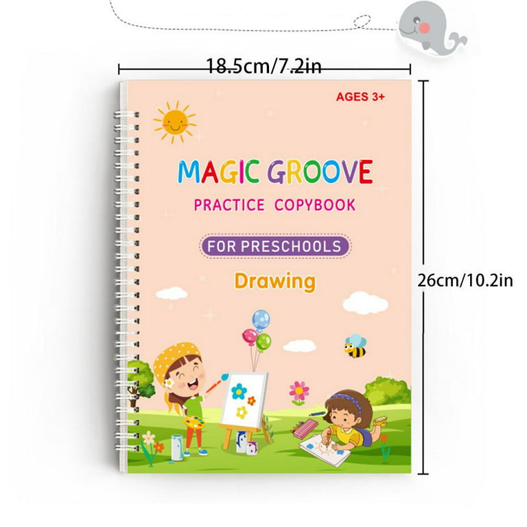 Lingouzi 4pc Children's Magic Copybooks,Handwriting Practice For