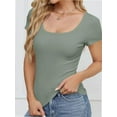 thumbnail image 3 of Women Short Sleeve Scoop Neck Tops Shirts Fitted Summer Tshirt Tee, 3 of 7