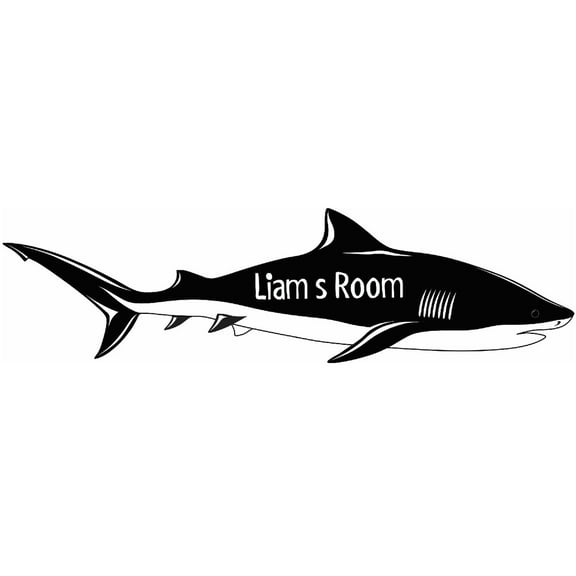 Personalized Name Vinyl Decal Sticker Custom Initial Wall Art Personalization Decor Boys Big Shark 8 Inches X 30 Inches