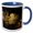 Blue/White, variant on 3drose, Image of China Symbol Chinese Characters Luck Blessing Leaves Gold, 15oz Mug