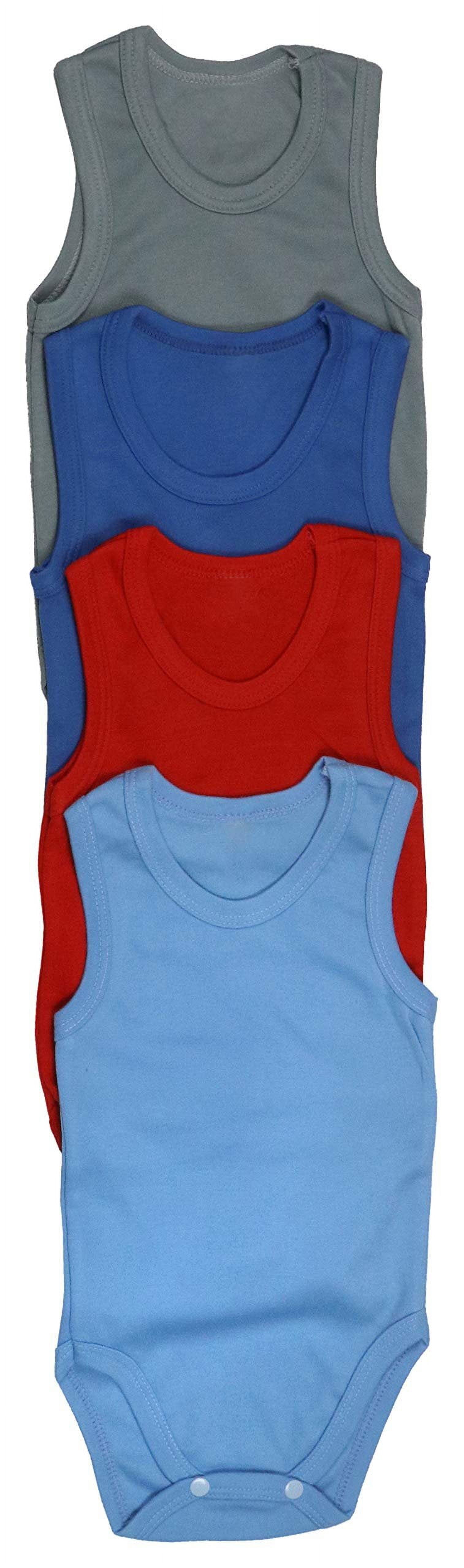 ToBeInStyle Boy's Pack of 4 Ultra-Soft Cotton Baby Tank Top Bodysuits - Cool - 3-6 Months Old
