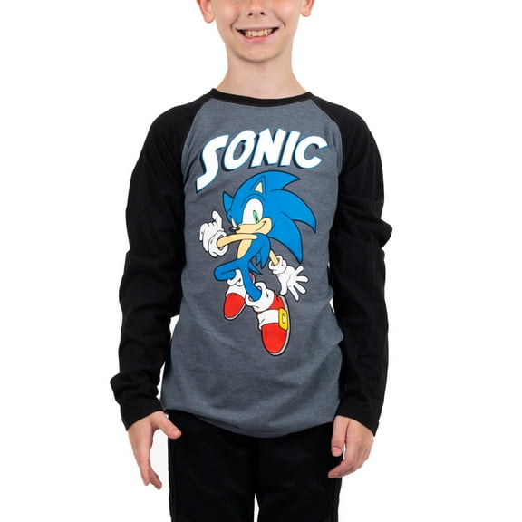 Youth Boys Sonic Video Game Long Sleeve Graphic Tee-M
