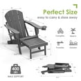 thumbnail image 6 of Folding Adirondack Chair with Ottoman, HDPE All-Weather Poolside Chairs with Cup Holders & Footrest, Gray, 6 of 8