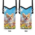 thumbnail image 6 of SEANATIVE Neoprene Crossbody Bag Waterproof Mobile Phone Pouch with Shoulder Strap Universal Mini Satchel Bag Phone Carry Pouch for Walking, Hiking, Biking, Corgi Dog Daisy Flower Blue Sky, 6 of 7