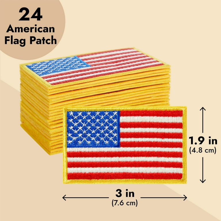 WILLBOND 24 Pieces American USA Flag Patch Iron or Sew on Flag Patch  Patriotic Embroidery Patch, 2.4 x 3.3 Inch for 4th of July Cloth Uniform  Hat