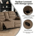 thumbnail image 4 of Hybition Fabric Reclining Sofa Set Modern Chair & Loveseat & Sofa Set Brown, 4 of 7