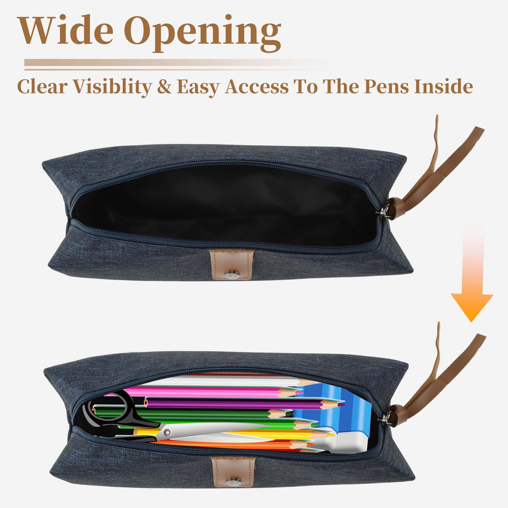 Unique Bargains Snowflake Oxford Style Pencil Pouch with Large Capacity Blue
