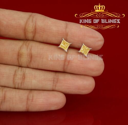 King of Bling's 0.10ct Diamond 925 Sterling Silver White Kite Stud Earrings For Men's / Women's
